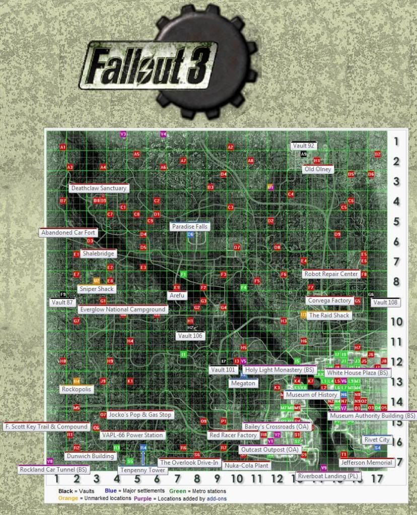 Fallout 3 Map Of Important/ Semi-Important Places Photo by IONE007 ...